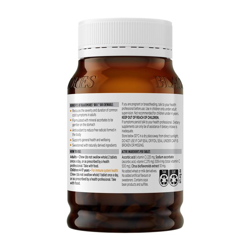 Load image into Gallery viewer, Blackmores Bio C 500mg 200 Chewable Tablets
