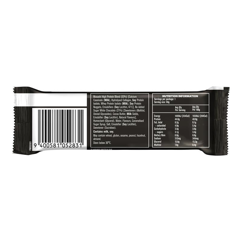 Load image into Gallery viewer, Musashi High Protein Bar Dark Chocolate Salted Caramel 90g
