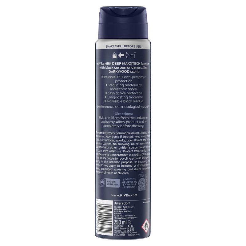 Load image into Gallery viewer, NIVEA MEN Deep Aerosol Deodorant 72H Protection 250ml
