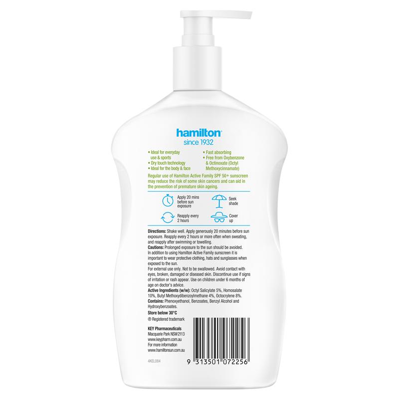 Load image into Gallery viewer, Hamilton Sun SPF 50+ Active Family Lotion 500ml
