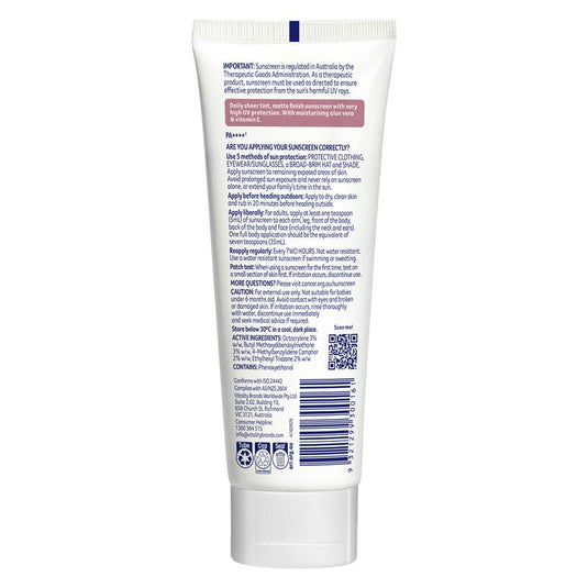 Cancer Council SPF 50+ Day Wear Face Matte Light Tint 75ml Tube