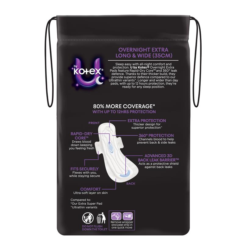 Load image into Gallery viewer, U by Kotex Maxi Pad Overnight Long Wing 8 Pack
