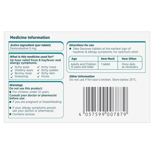 Desonex Allergy & Hayfever 5mg 60 Tablets