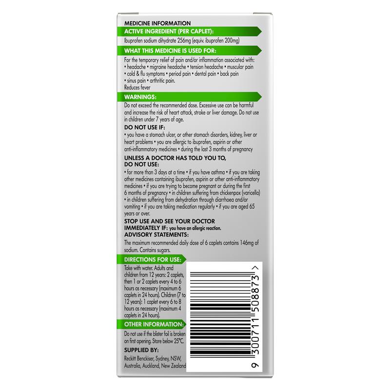 Load image into Gallery viewer, Nurofen Zavance Fast Pain Relief Caplets 256mg Ibuprofen 48 Pack
