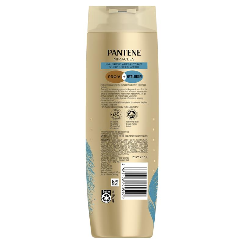 Load image into Gallery viewer, Pantene Miracles Hyaluron Clarify &amp; Hydrate Silicone-Free Shampoo 375ml
