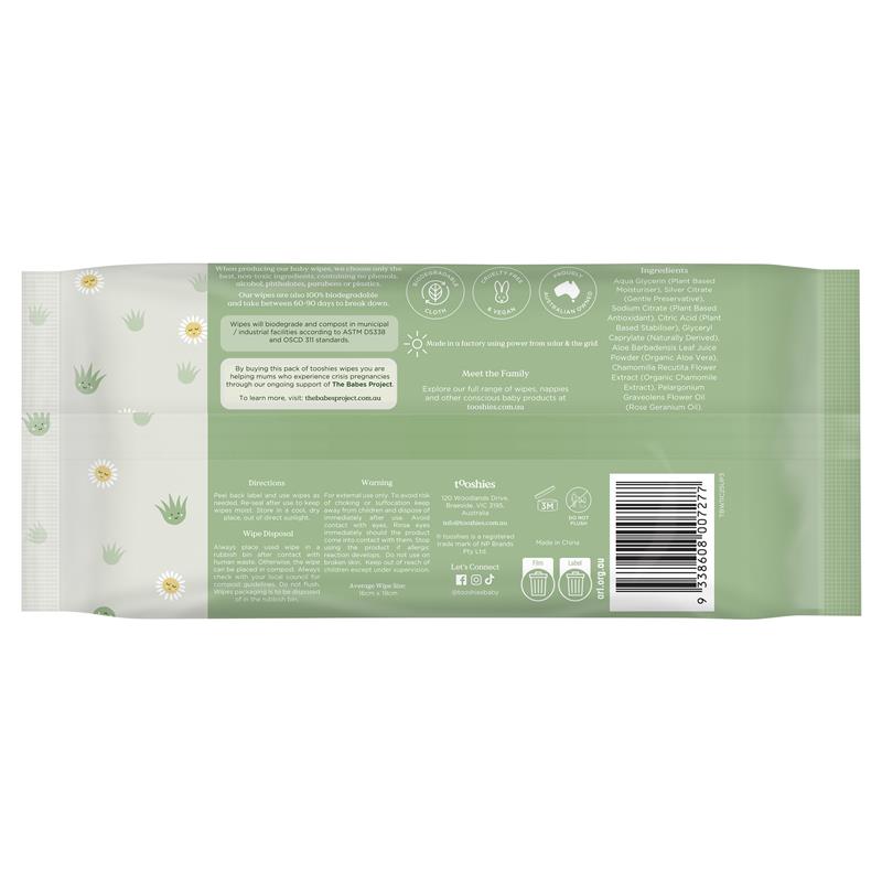 Load image into Gallery viewer, Tooshies Baby Wipes Aloe Vera &amp; Chamomile 70 Pack
