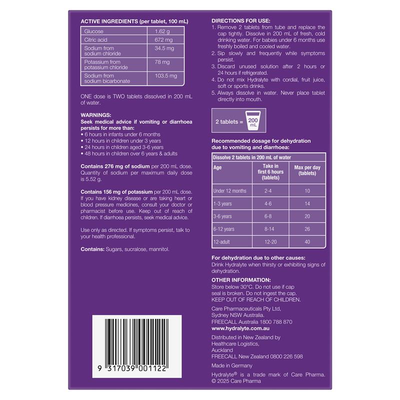 Load image into Gallery viewer, Hydralyte Electrolyte Effervescent Apple Blackcurrant 60 Tablets Exclusive Size
