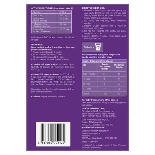 Hydralyte Electrolyte Effervescent Apple Blackcurrant 60 Tablets Exclusive Size
