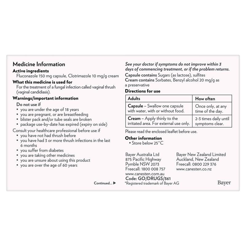 Load image into Gallery viewer, Canesoral Duo Oral 150mg Capsules And 10mg/g Cream 1 - Fluconazole + Clotrimazole (S3)

