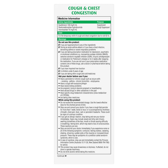 Robitussin Cough & Chest Congestion 250ml Exclusive Size