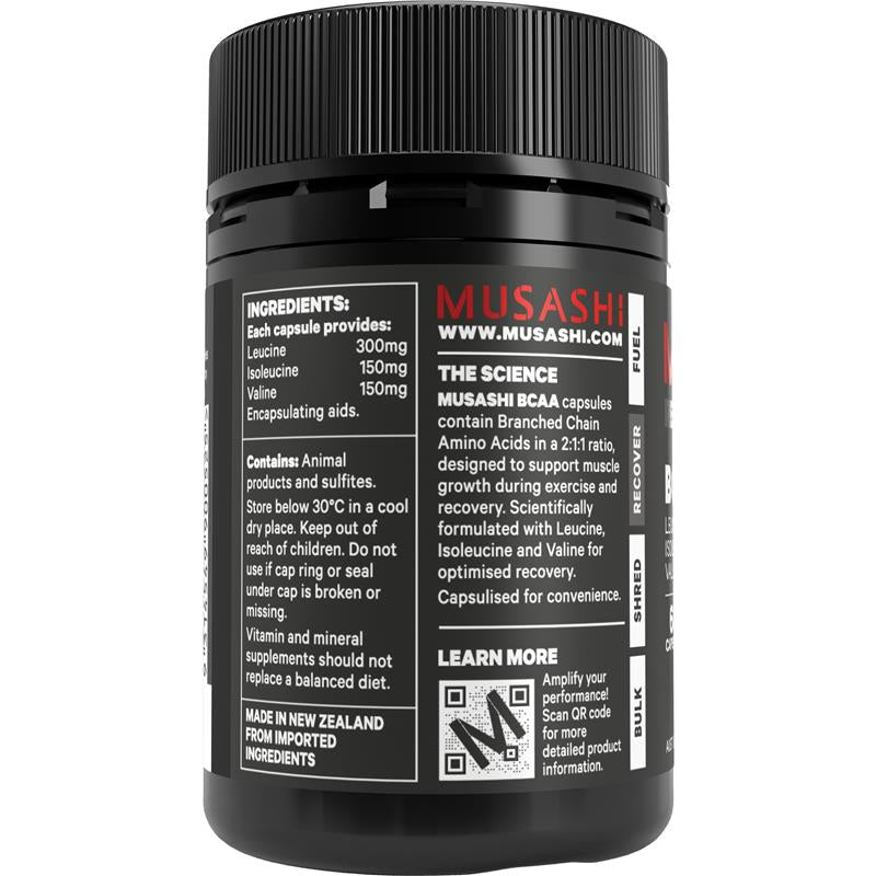 Load image into Gallery viewer, Musashi Muscle Recovery BCAAs 60 Capsules
