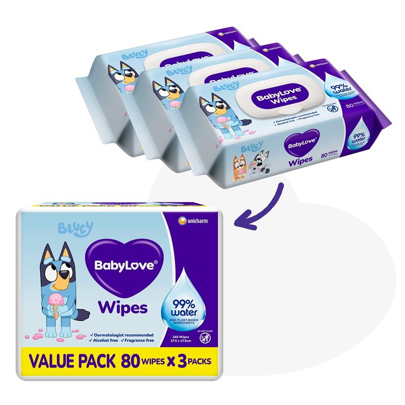 Load image into Gallery viewer, Babylove Water Wipes (80 X 3) 240 Pack
