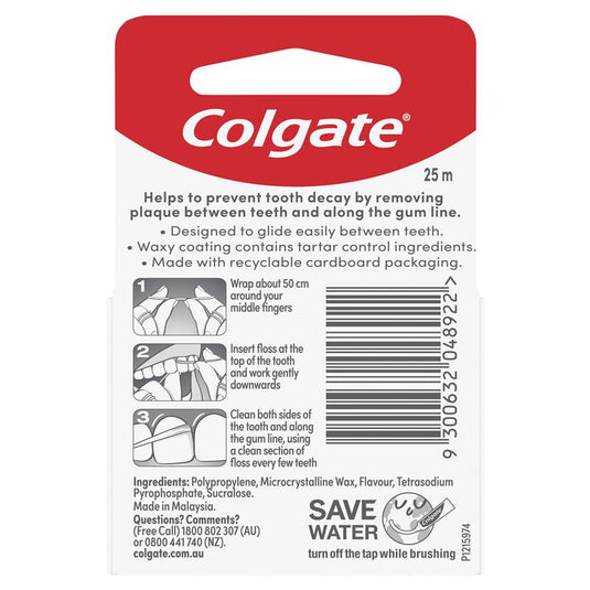 Colgate Total Tartar Control Durable Oral Care Dental Floss 25m
