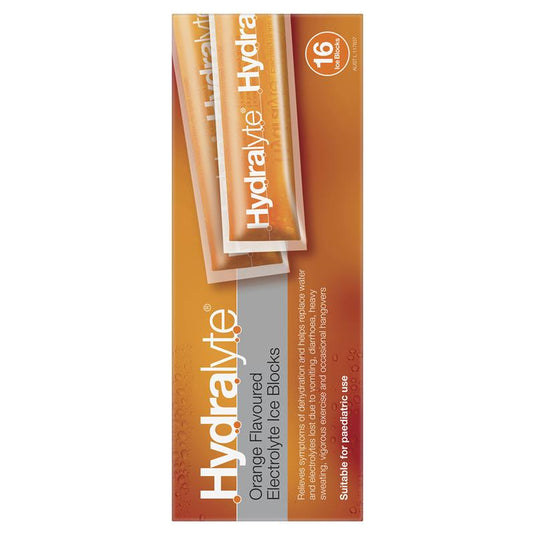 Hydralyte Rehydration Orange Flavoured Ice Blocks 16 Pack
