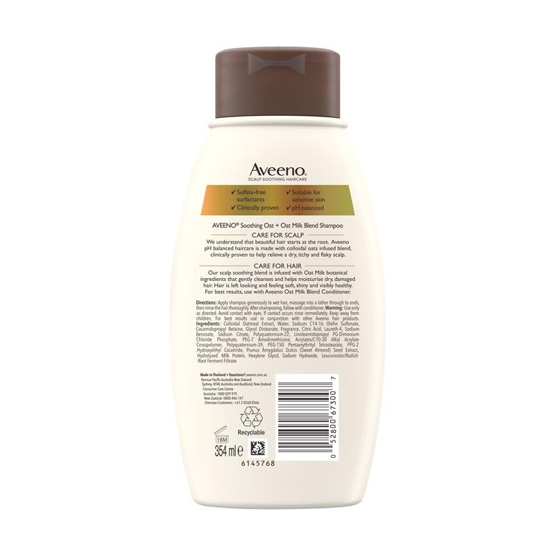 Load image into Gallery viewer, Aveeno Oat Milk Blend Moisturising Shampoo for Dry &amp; Damaged Hair 354mL

