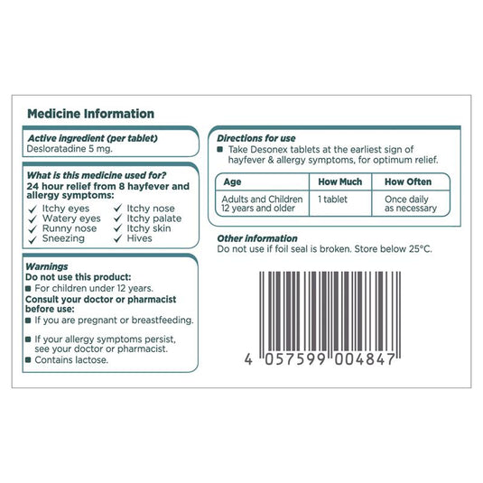 Desonex Allergy & Hayfever 5mg 20 Tablets