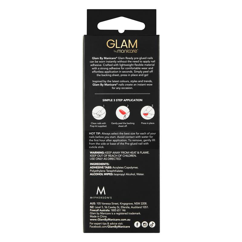 Load image into Gallery viewer, Glam By Manicare Glam Ready Pre-Glued Nails Candy Apple Red 30 Pieces
