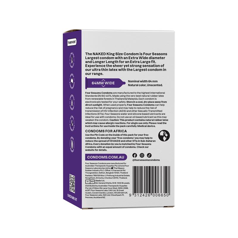 Load image into Gallery viewer, Four Seasons Condoms Naked King Size 12 Pack
