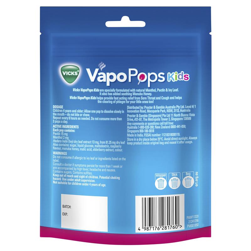 Load image into Gallery viewer, Vicks VapoPops Kids Medicated Throat Pops 8 Pack
