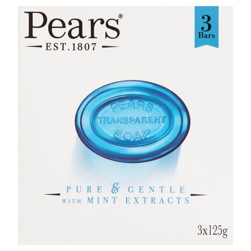 Load image into Gallery viewer, Pears Transparent Soap Pure And Gentle With Mint Extracts 3x125g
