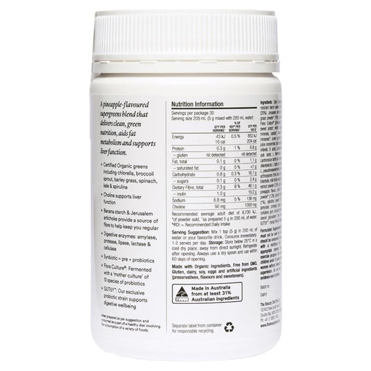 The Beauty Chef Daily Supergreens Pineapple Fermented Greens Powder 150g