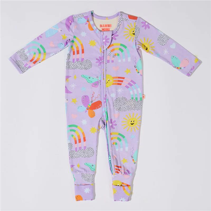 Load image into Gallery viewer, Bambi Mini Co. Wrigglesuit 12-18 Months (with Grippy Feet) Pastel Lilac
