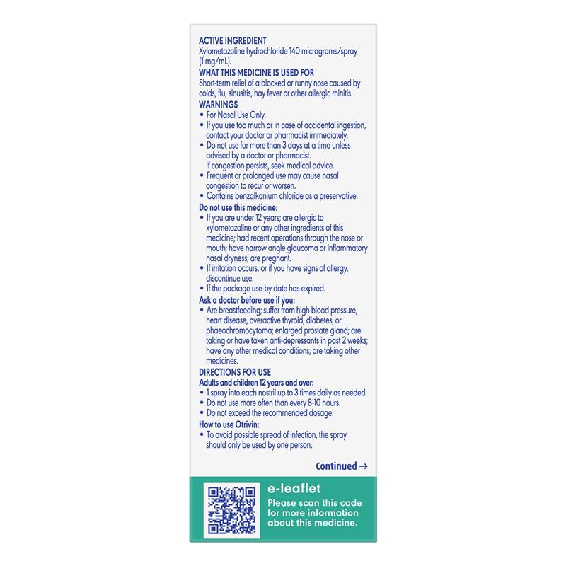 Load image into Gallery viewer, Otrivin Adult Nasal Spray Menthol 10ml

