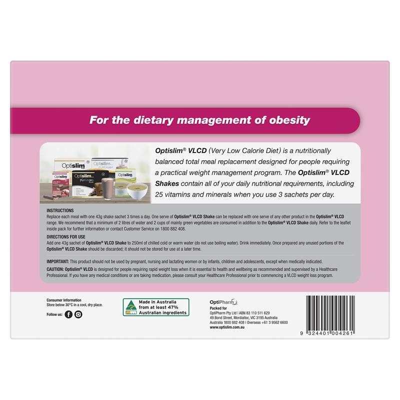 Load image into Gallery viewer, Optislim VLCD Meal Replacement Shake Strawberry 21x43g Sachets
