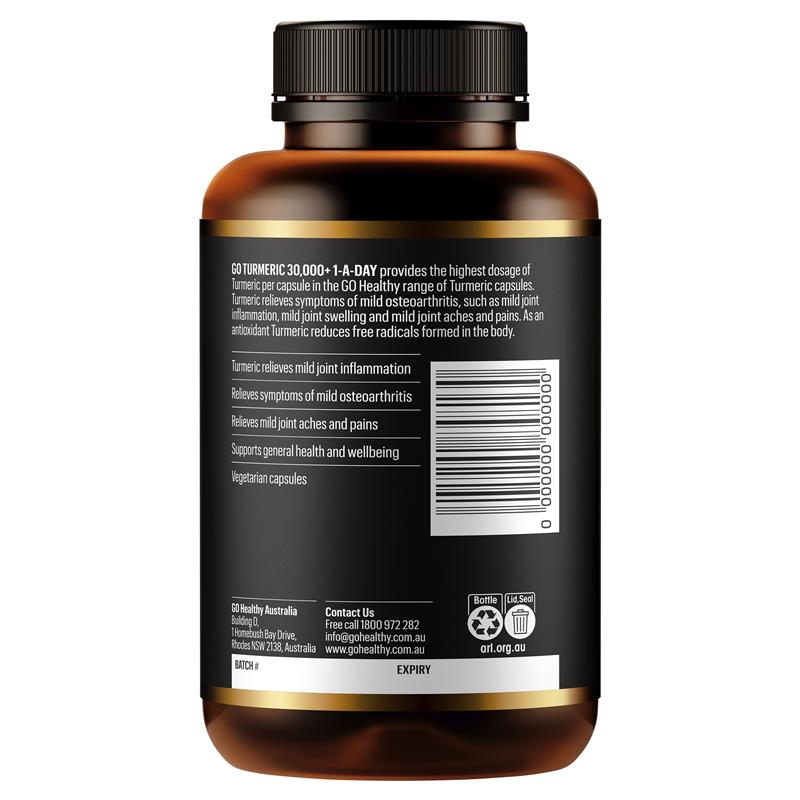Load image into Gallery viewer, Go Healthy Turmeric 30000+ 1 A Day 120 Vege Capsules Exclusive Size
