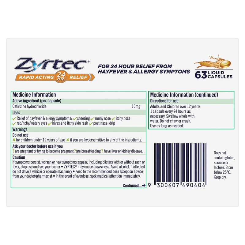 Load image into Gallery viewer, Zyrtec Liquid Capsules 63 Exclusive Size
