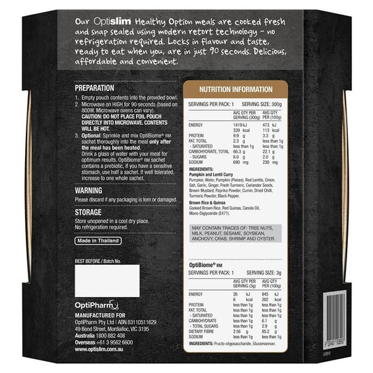 Optislim Healthy Option Meal Pumpkin & Lentil Curry 300g