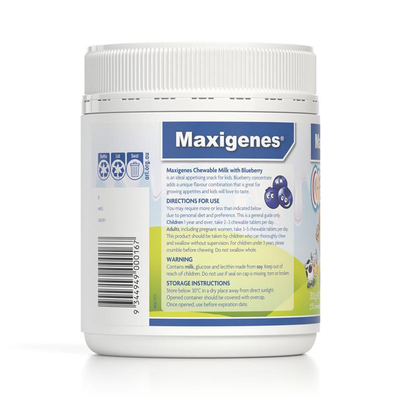 Load image into Gallery viewer, Maxigenes Chewable Milk With Blueberry 150 Tablets
