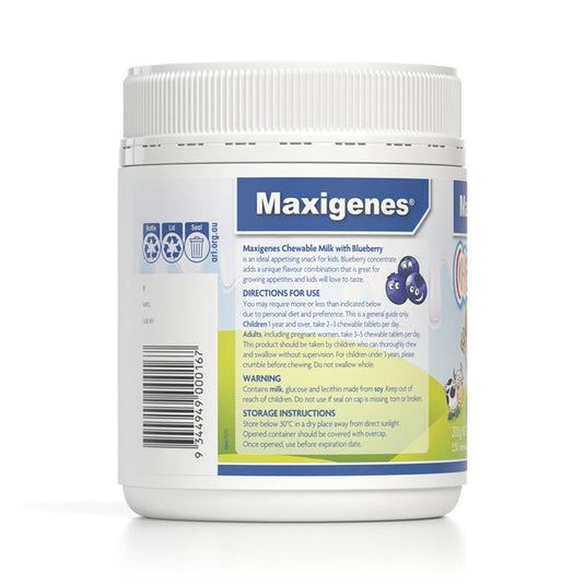 Maxigenes Chewable Milk With Blueberry 150 Tablets