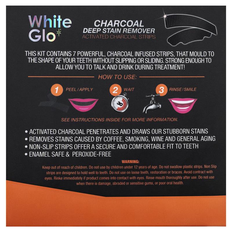 Load image into Gallery viewer, White Glo Charcoal Deep Stain Remover Strips 7 Pack
