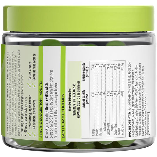 Swisse Apple Cider Vinegar + Fibre Gummies 90 Pack