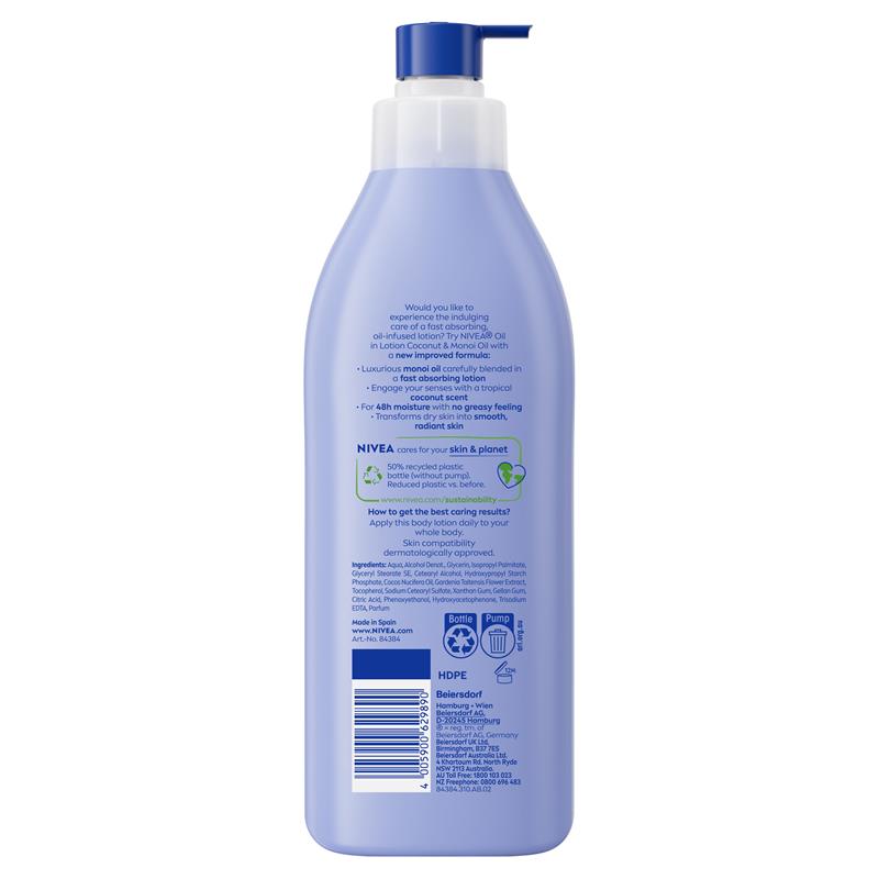 Load image into Gallery viewer, NIVEA Oil In Lotion Body Lotion Coconut &amp; Monoi Oil 400ml
