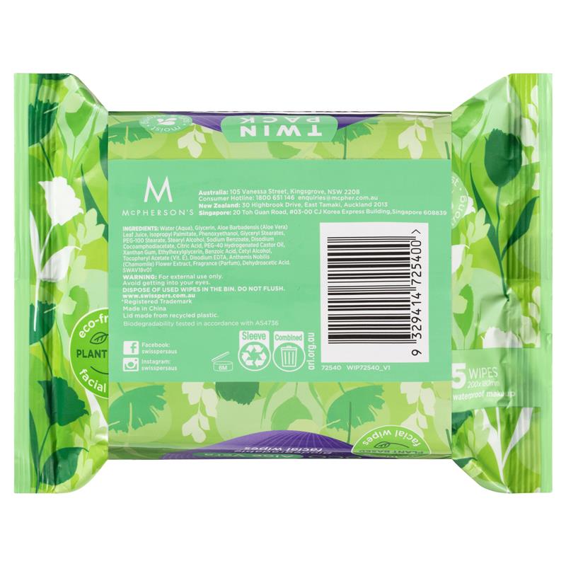 Load image into Gallery viewer, Swisspers Eco Aloe Vera Biodegradable Facial Wipes Twin Pack 2 x 25 Wipes

