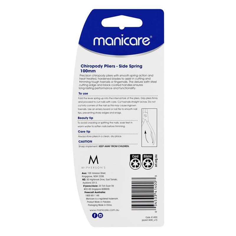 Load image into Gallery viewer, Manicare Chiropody Pliers - Side Spring 100mm
