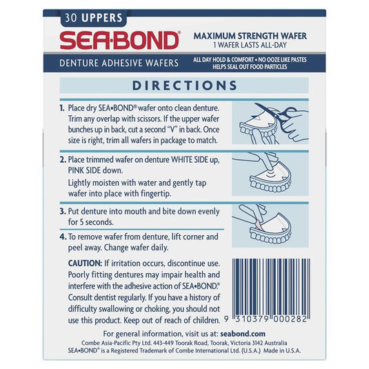 Sea Bond Denture Adhesive Uppers 30
