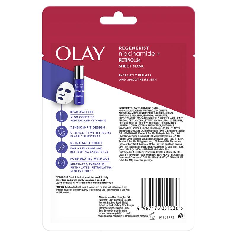 Load image into Gallery viewer, Olay Regenerist Niacinamide + Retinol24 Sheet Mask
