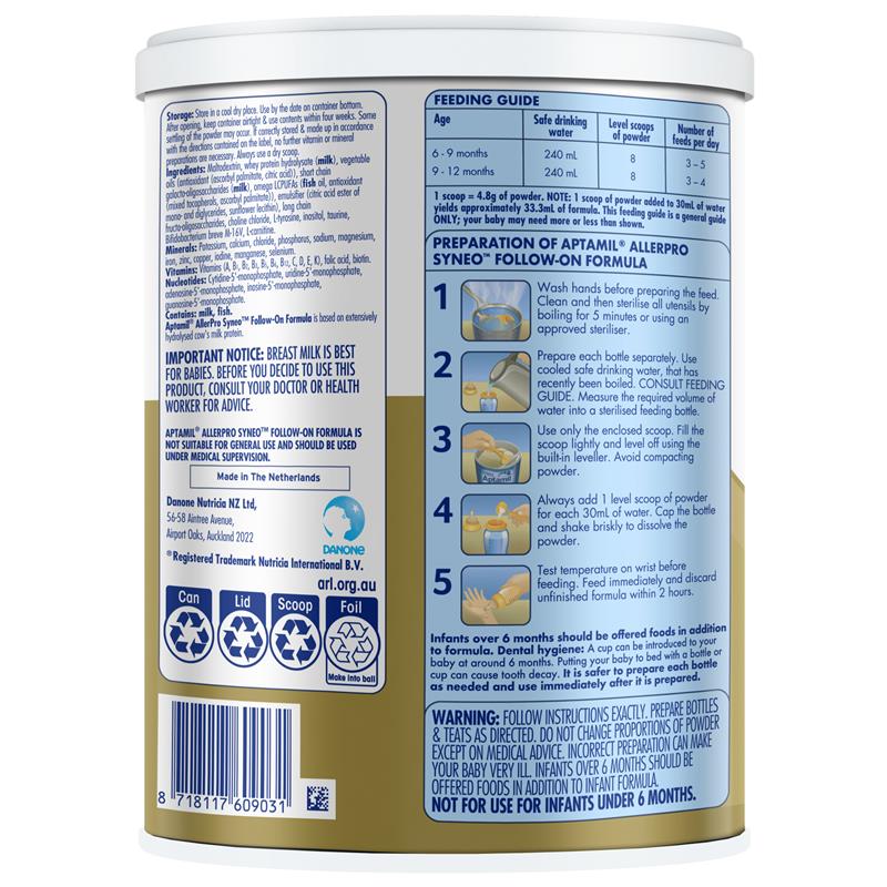 Load image into Gallery viewer, Aptamil AllerPro Syneo 2 Allergy Premium Baby Follow-On Formula From 6-12 Months 900g
