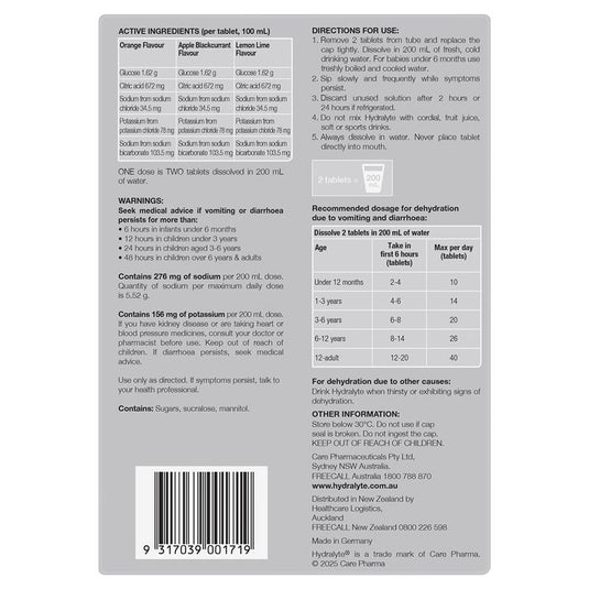 Hydralyte Electrolyte Effervescent Multi-Flavour 60 Tablets Exclusive Size