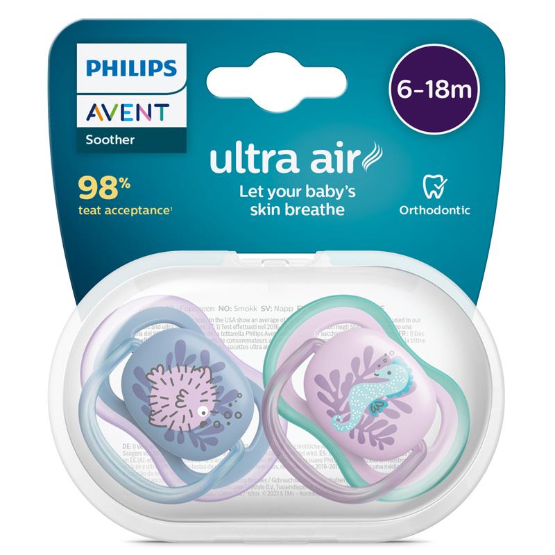 Load image into Gallery viewer, Avent Ultra Air Soother 6-18 Months Deco Mixed 2 Pack
