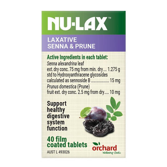 Nulax Natural Laxative Tablets with Senna and Prunes 40 Tablets