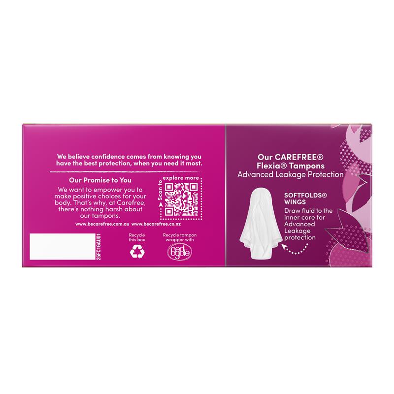Load image into Gallery viewer, Carefree Flexia Fragrance Free Super Tampons With Wings 16 Pack
