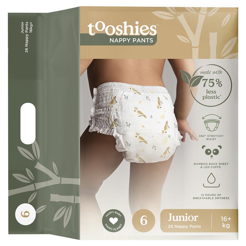 Load image into Gallery viewer, Tooshies Eco Nappy Pants Size 6 Junior 16kg+ 26 Pack

