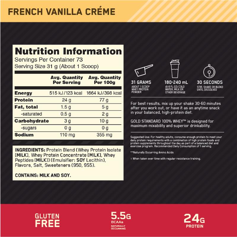 Load image into Gallery viewer, Optimum Nutrition Gold Standard 100% Whey French Vanilla 2.27kg
