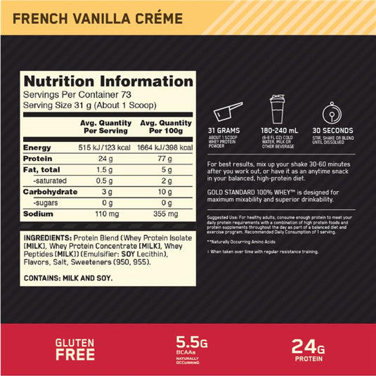 Optimum Nutrition Gold Standard 100% Whey French Vanilla 2.27kg
