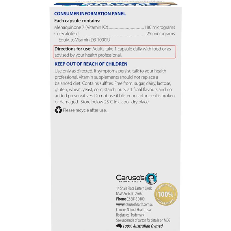 Load image into Gallery viewer, Carusos Vitamin K2 + D3 60 Capsules
