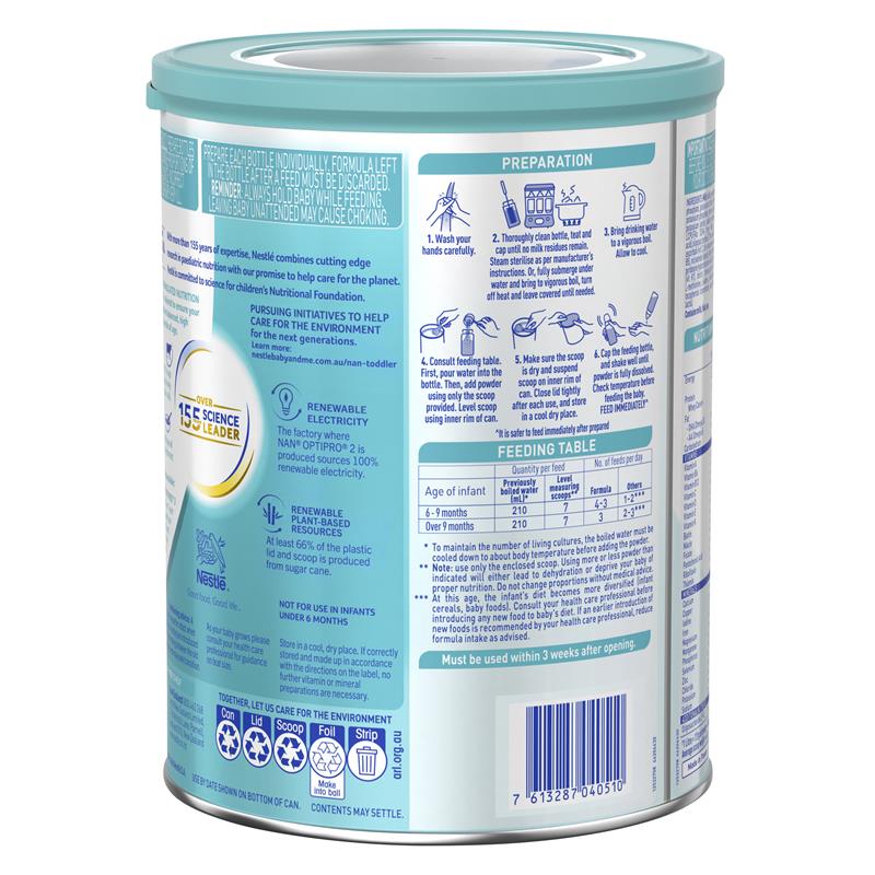 Load image into Gallery viewer, Nestle NAN OPTIPRO 2 Premium Baby Follow-on Formula Powder, From 6 to 12 Months – 800g

